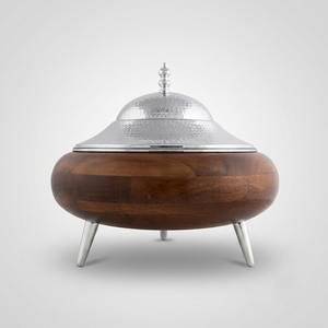 Luxury Wooden Casserole Serving Dish with Brass Finish Lid and <b>Legs</b>, Decorative Insulated Food <b>Warmer</b> for Hotel and Restaurant - Product Image 4