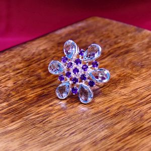 Fashionable 925 Sterling <b>Silver</b> Gold Plated Jewelry Women Wear Amethyst <b>Garnet</b> Gemstone Fashionable <b>Ring</b> - Product Image 5