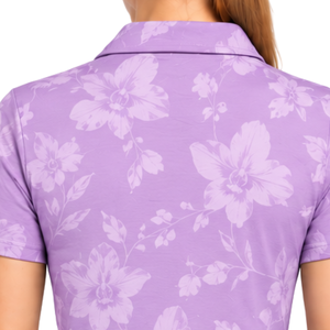 Lavender <b>Women</b> Short Sleeve Printed Golf <b>Polo</b> Shirt Floral Pattern Performance Sports <b>Top</b> Custom Wholesale Breathable Golf - Product Image 5