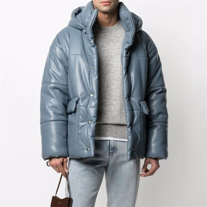 2026 <b>Men's</b> Winter Adjustable Hem Cotton Loose Solid Color Stand Collar Thick Youth <b>Man</b> Puffer <b>Jacket</b> - Product Image 2