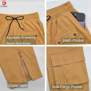 Men's 100% Cotton Breathable Quick-Dry Lightweight Summer <b>Cargo</b> Pants Stonewashed Mid Waist Button Fly Classic <b>Straight</b> <b>Leg</b> for - Product Image 5