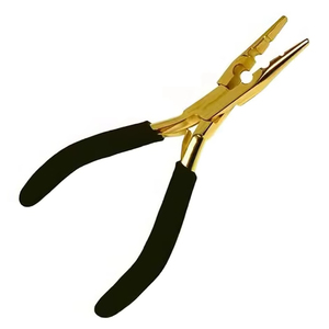 Pince à extensions de cheveux en acier inoxydable METAL TECH MT-HP-236 avec poignée noire, légère et de haute précision pour usage en salon - Product Image 1