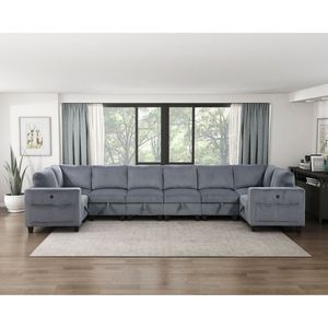 Poltrona Modulare Moderna Senza Braccioli per Soggiorno, Grigio Scuro con Vano Portaoggetti, Rivestimento in Tessuto Corduroy, 1 Pezzo - Product Image 4