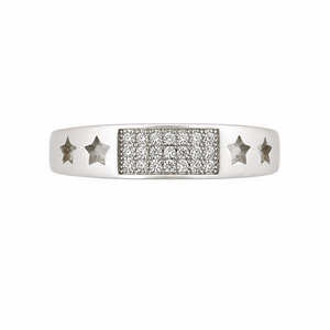 Anillo de Plata de Ley 925 para Hombre con Estrella Grabada y Racimo de Diamantes, Banda Geométrica de Alto Brillo, Joyería Fina para Bodas, Fiestas y Uso Diario, Regalo - Product Image 2