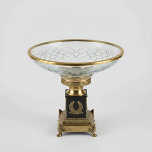 Bol en verre cristal de luxe de haute qualité avec support en métal à bord doré, fait main, passe au lave-vaisselle, plat de service pour table de mariage et décoration intérieure - Product Image 3