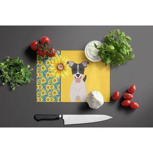 Tournesols d'été Planche à découper décorative en verre trempé Planche de service de cuisine de grande taille Jack Russell Terrier Plats Plats - Product Image 3
