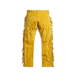 Pantalon en cuir pour homme, style western, en cuir de vachette véritable, coupe droite et taille mi-haute, grammage lourd, respirant, avec logo et taille personnalisables - Product Image 2