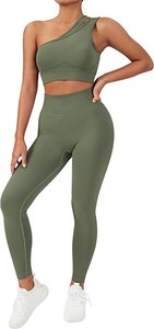 Conjunto Deportivo Asimétrico de un Solo Hombro para Mujer, Leggings de Cintura Alta Moldeadores, Sujetador Deportivo, Ropa Deportiva - Product Image 2