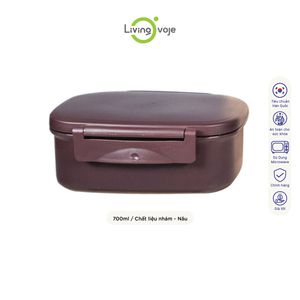 Living Ovoje 700ml Rectangular <b>Lunch</b> <b>Box</b> Plastic Lid Bpa Free Microwave Safe 2 Compartments Brown Korean Style Detachable Design - Product Image 1