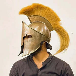 Casco Medieval Antiguo Hecho a Mano con Pluma Dorada, Armadura de Acero Pulido para Reenactment, Cosplay, Fiesta de Halloween, Decoración del Hogar - Product Image 5