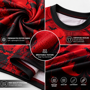 High Quality Halloween T Shirt <b>Men</b> Black Red 3D Pumpkin Haunted Castle Bat Graphic Printed Short Sleeve Casual Streetwear Party - Product Image 5