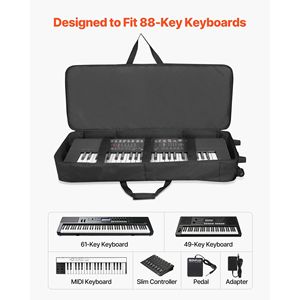 Estuche para Teclado de 88 Teclas, con Ruedas para Transportar el Piano, Asa Resistente, 3 Bolsillos de Almacenamiento, 40.9 X 16.9 X, Bolsas para Instrumentos Musicales, Protección - Product Image 2