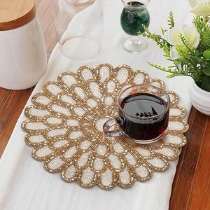 Manteles individuales de cristal con cuentas florales de gran venta, platos base de cristal con cuentas, manteles individuales con cuentas para cenas, bodas, fiestas y decoración festiva. - Product Image 2