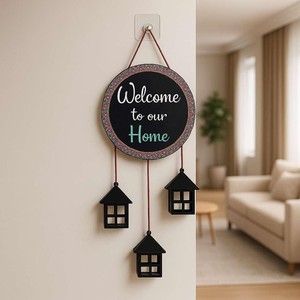 Letrero de Bienvenida de Madera de Acacia Pintado a Mano con Borde Floral y Adornos de Casa - Venta al por Mayor - Product Image 5