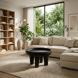 Table basse en bois de Suar indonésien massif, bord incurvé, finition noire, moderne, de qualité supérieure, épaisse, pour salon, maison - Product Image 6