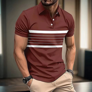 Polo Shirt Premium Quality Striped Pattern Polo Shirt For Men Colorful 3D Printed T-Shirts Summer Casual Loose Oversized - Product Image 3