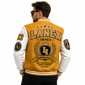 Custom Chenille Patches Winter Varsity <b>Jacket</b> <b>Men</b> Women PU Leather Sleeves Rib Knit Trim Zipper Closure Private Label Service - Product Image 4