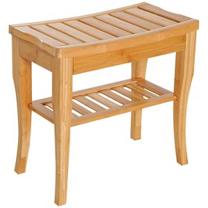 Panca da doccia moderna in bambù a 2 livelli, sgabello in legno per spa, organizer per bagno, camera da letto, giardino, cucina - Product Image 1