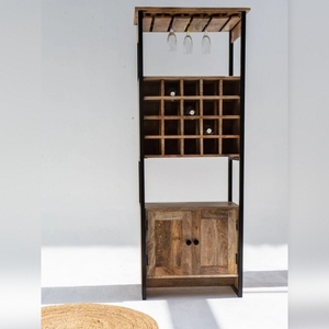 Meuble de bar à cocktails en bois Vandana Vesta Cresta, meuble de rangement moderne en bois massif pour la maison - Product Image 3