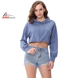 Crop top running ensemble ensemble Manches Longues % 100 coton MINCE À Manches Longues CropTop plussize à capuche femmes crop top Pas Cher prix - Product Image 1