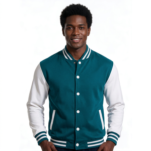 Veste de baseball personnalisée au style universitaire pour les marques de blousons varsity, corps en mélange de laine avec manches contrastées - Product Image 3
