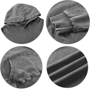 Sweat-shirt à capuche gris pour homme, coupe ample, couleur unie, décontracté, avec poche avant, pour l'automne, coupe classique, en molleton tricoté - Product Image 5