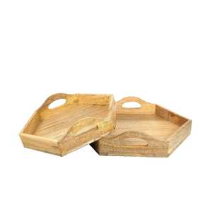 Custom Decorative Coffee Tea <b>Bamboo</b> Wooden Breakfast Food Tray Acacia Wood Serving Tray with Handles - Product Image 1