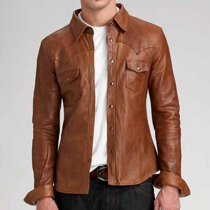 Leather Men's <b>Shirts</b> Breathable <b>Safari</b> Style High Quality Oem Service SOLID Color Reasonable Price New Arrival Online Sale - Product Image 6