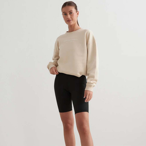 Sudadera Blanca Oversize de Mujer con Cuello Redondo, Hombros Caídos, Manga Larga, Tejido de Algodón Sólido Transpirable, Logotipo Frontal, Otoño - Product Image 4