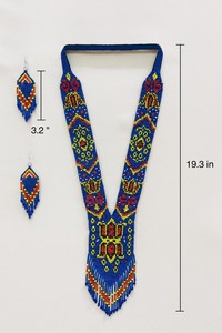 Trending style Handmade Blue Seed Bead <b>Necklace</b> Earrings Set | Tribal <b>Statement</b> Jewelry for christmas , wedding , party - Product Image 6