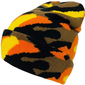 Custom Knit <b>Camo</b> Beanie Hat Winter Warm Acrylic Skull <b>Cap</b> Folded Cuff Cycling Daily Outdoor Casual - Product Image 1