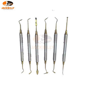 Kit d'instruments de restauration dentaire en composite, manche doré en acier inoxydable, ensemble de 6 outils dentaires professionnels - Product Image 3