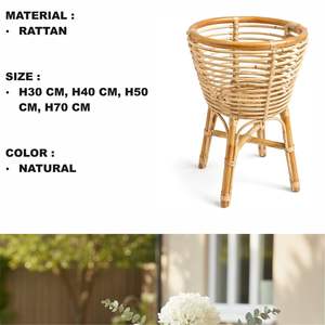 Cesta redonda de ratán, florero artesanal, 4 unidades - Product Image 2