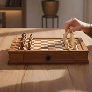 ILAHI's Eco-Friendly Rustic Polished Rectangle <b>Chess</b> <b>Board</b> Game 100% Handmade Pure Wood Animal/Love Style Customized Size <b>Chess</b> - Product Image 1