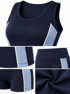 Ensemble de yoga 2 pièces grande taille pour femme : débardeur dos nageur à encolure dégagée et short taille mi-haute, respirant, séchage rapide, en Spandex, pour le sport - Product Image 3