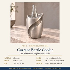 Enfriador de Vino de Aluminio Fundido Hecho a Mano, Enfriador de Botellas Individual con Diseño Escultural en Forma de Ola, Cubitera Moderna para Bar - Product Image 2