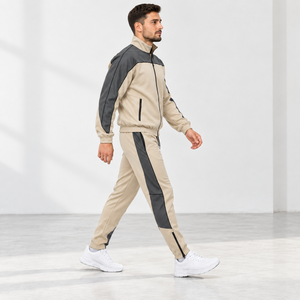 <b>Zip</b> Pockets Men's Training Tracksuit Hooded Drawstring Closure Eco-Friendly Cotton Workout Bulk Wholesale OEM Apparel Supplier - Product Image 4