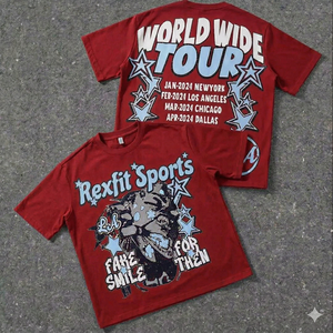 เสื้อยืดคอตตอนเปล่าขายส่ง REXFIT SPORTS สำหรับงานพิมพ์ลายแบบรีดร้อนและสกรีน เสื้อยืดสตรีทแวร์ผู้ชายแบบสั่งทำ - Product Image 4