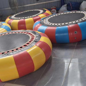 THUY LINH Inflatable <b>Water</b> Trampoline Float PVC Adult Pool Toy with Safety Handles and Tether Rope for Outdoor <b>Fun</b> - Product Image 3