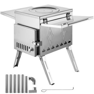 Stufa a Legna Portatile 17.5x14.7x10.6 Pollici, Tubo Pieghevole in Acciaio Inox 304, Stufa da Campeggio in Titanio 95.7 Pollici - Product Image 1