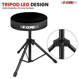 Silla de Baterista Acolchada con Espuma Viscoelástica de 3 Pulgadas de Grosor, Cómoda, con Capacidad de 330 Libras, Ajustable - Product Image 5