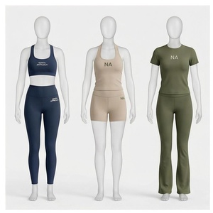 North Approach 2 Piece Yoga Set High Waist Full Length Solid Color Sportswear Women's Activewear Breathable Seamless Design - Product Image 1
