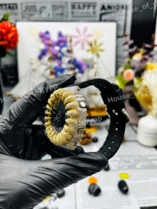 Bust Down Hip Hop Spike <b>Watch</b> Iced Out Moissanite Diamond Luxury Bling Timepiece Black Dial Bold Statement <b>Watch</b> - Product Image 4