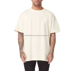 T-shirt col rond 100 % coton pour homme, style décontracté, coupe oversize, en tissu tricoté, avec logo personnalisé imprimé, motif uni délavé, vente en gros - Product Image 2