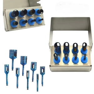 Kit de Trepanación Dental Manual, 8 Piezas, Juego de Fresas Quirúrgicas de Acero Inoxidable para Injertos Óseos e Implantes, con Soporte para Fresas Quirúrgicas - Product Image 1