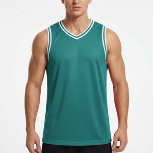 Maillot de basketball sans manches pour homme OEM, en mesh respirant, débardeur de sport, logo personnalisé, vente en gros - Product Image 1