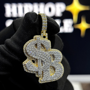 Collar Personalizado con Letra de Dólar en Plata de Ley 925, con Moissanita VVS, Estilo Hip Hop, Dos Tonos de Oro, Joyería Unisex - Product Image 3