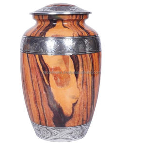 Urne légère de qualité durable en aluminium de finition naturelle brillante en bois Urne funéraire de style américain classique - Product Image 1