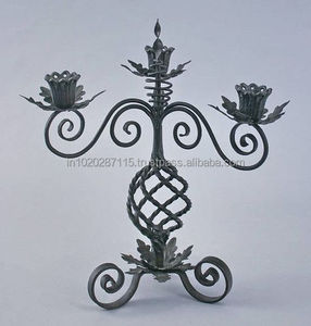 Heavy handcrafted <b>vintage</b> look iron candelabra for mantels <b>bookshelves</b> or dramatic living room table centerpieces - Product Image 5