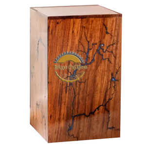 Urne funéraire en résine et bois naturel inspirée de l'océan, faite à la main, motif vague bleue, par AYAANS - Product Image 1